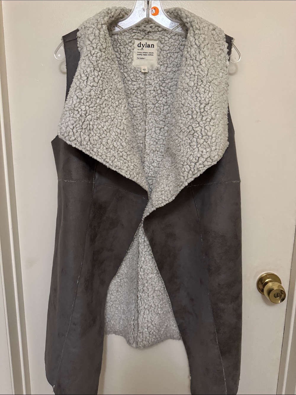 dylan Gray Faux Shearling Open-Front Vest